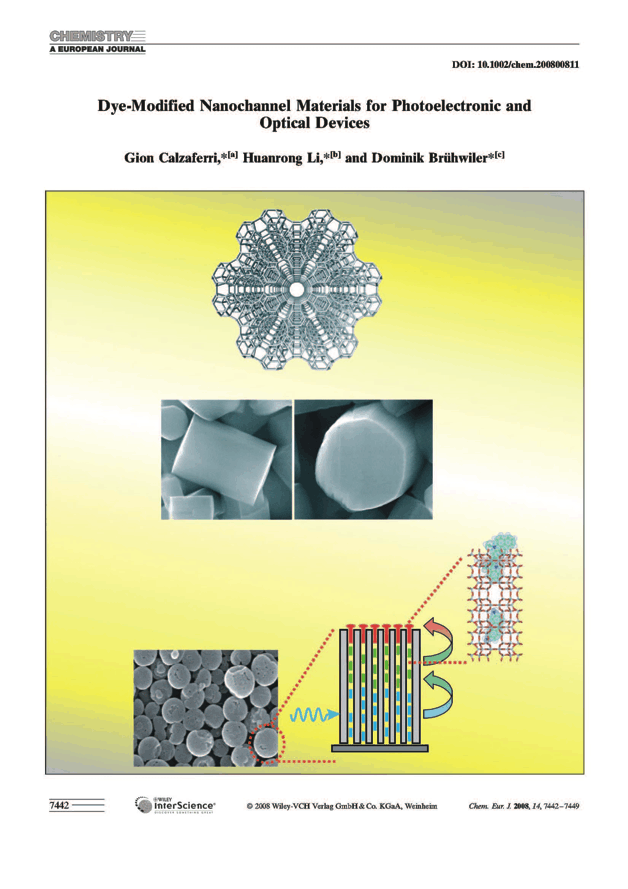 Dye modified nanochannel materials for photoelectronic and optical devices  
Gion Calzaferri, Huanrong Li, Dominik Brhwiler
Chem. Eur. J. 14, 2008, 7442-7449.